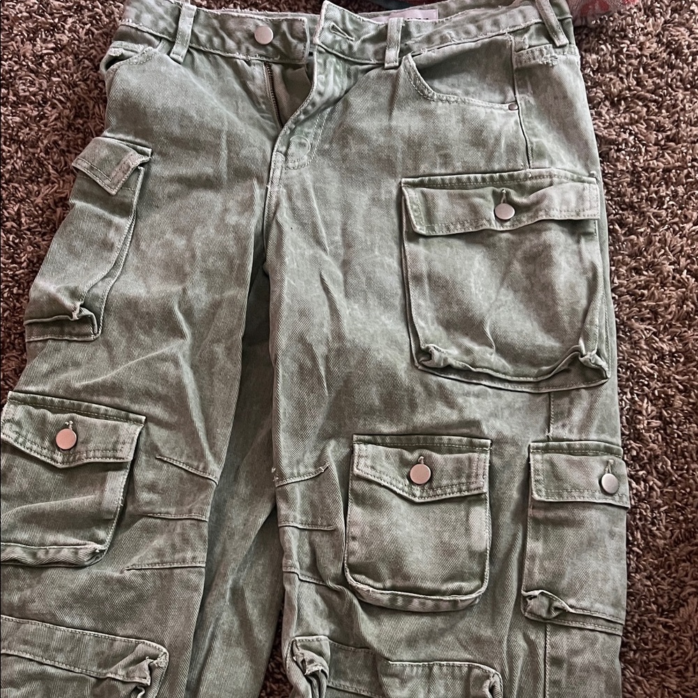 Fashion Nova Green Straight Leg Jeans